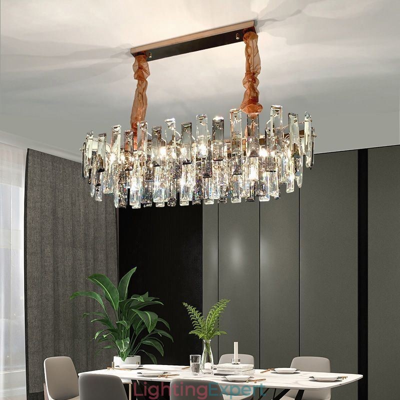 European Glass Chandelier Light Oval Pendant Lamps