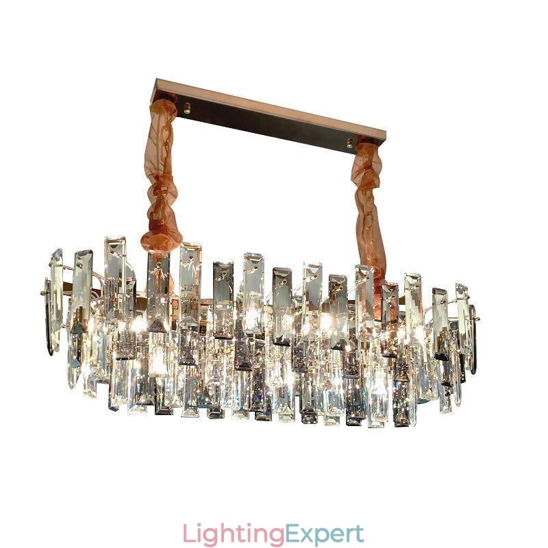 European Glass Chandelier Light Oval Pendant Lamps