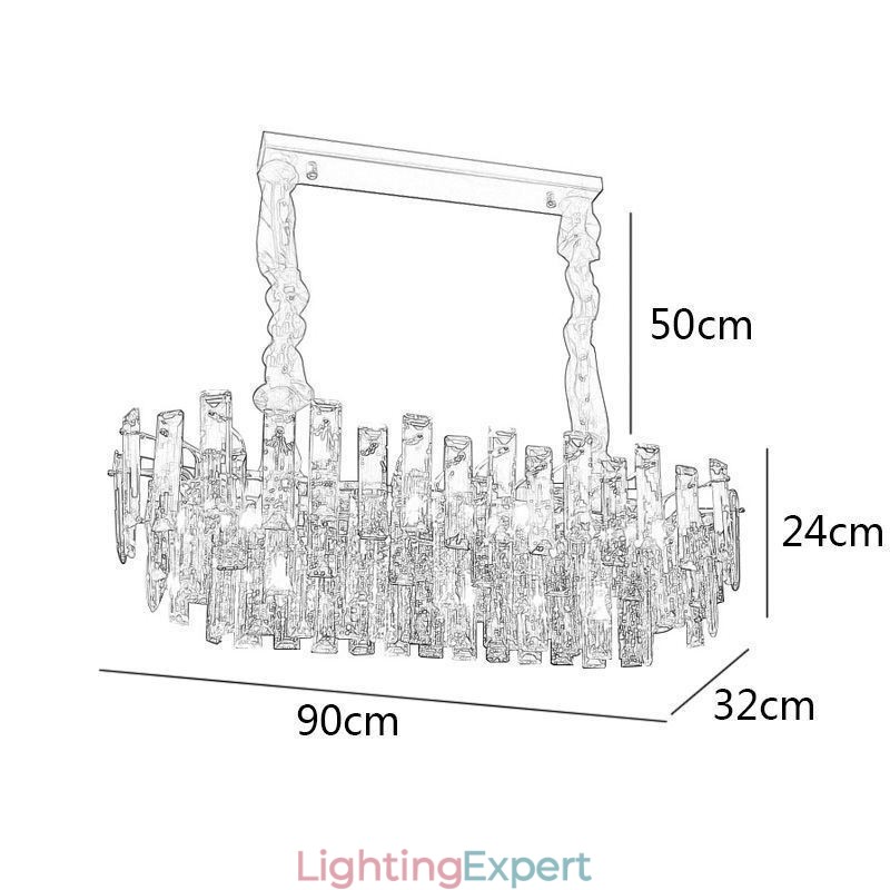 European Glass Chandelier Light Oval Pendant Lamps