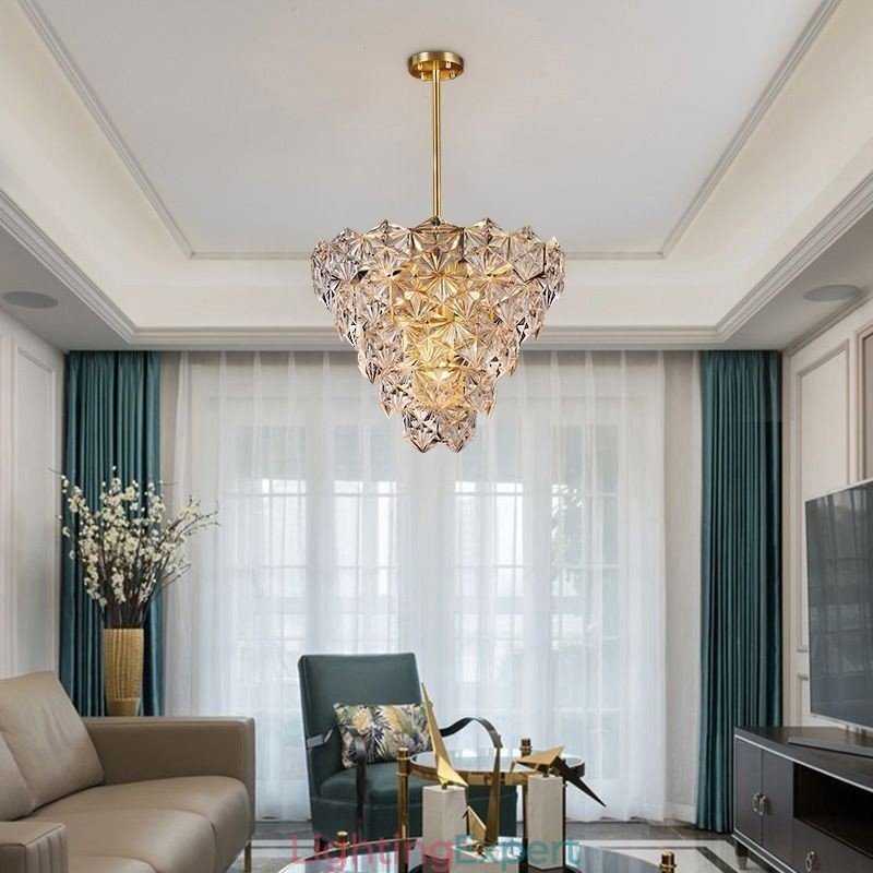 European Glass Pendant Light Modern Cone Shape Chandelier