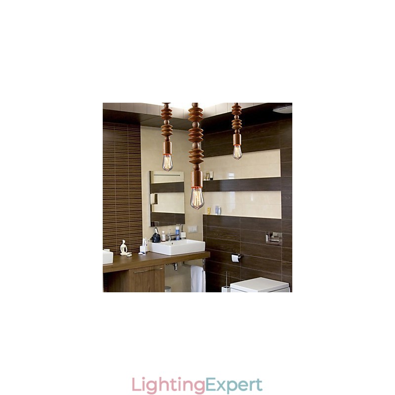 Chandelier Mini Style Traditional Classic Wood Bamboo