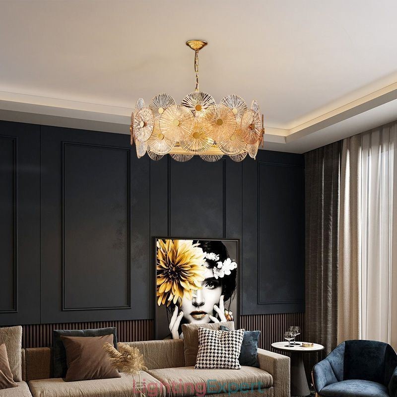 Modern Spark Disc Chandelier Firework Glass Pendant Lamp Home Deco Lighting