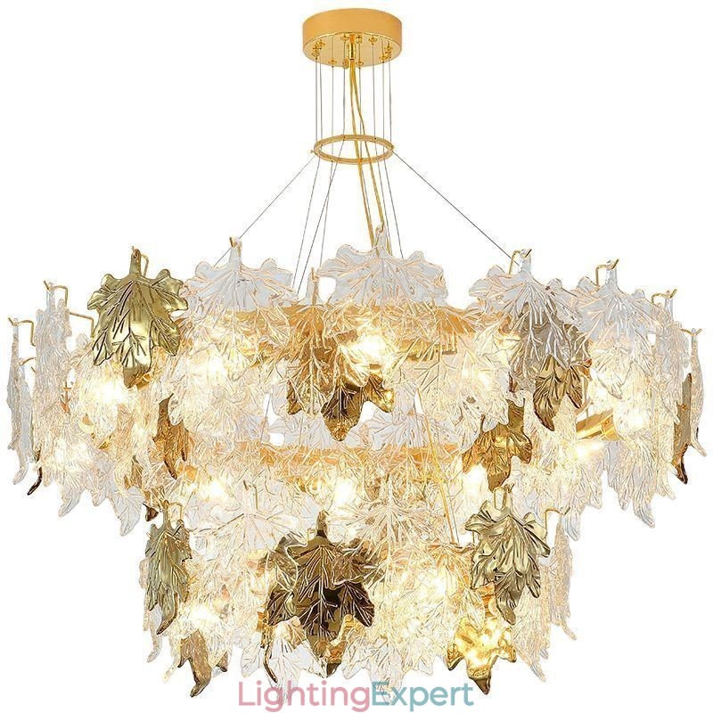 Maple Leaf Pendant Light European Home Decor Glass Chandelier