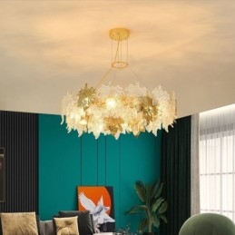 Maple Leaf Pendant Light European Home Decor Glass Chandelier