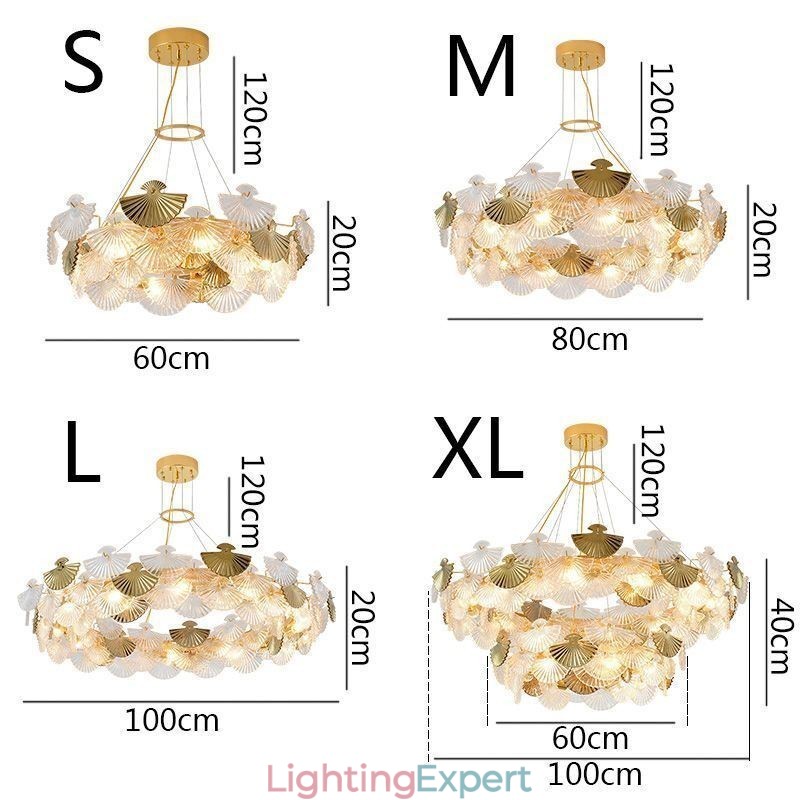 European Glass Hanging Light Fan Shaped Art Chandelier