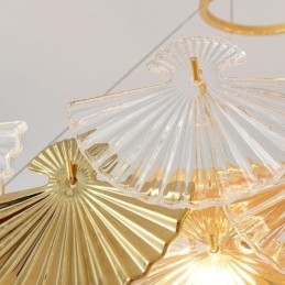 European Glass Hanging Light Fan Shaped Art Chandelier