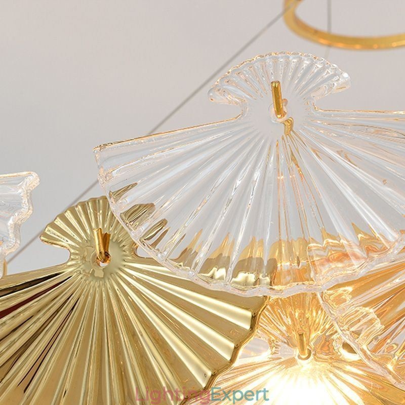 European Glass Hanging Light Fan Shaped Art Chandelier