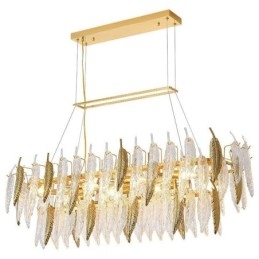 Artistic Glass Chandelier Feather Oval Pendant Light
