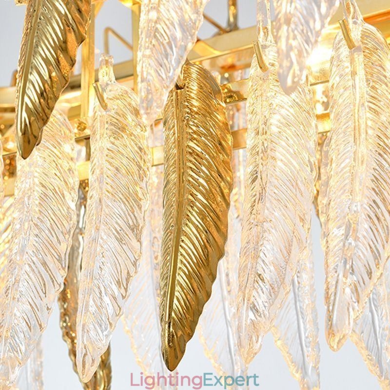 Artistic Glass Chandelier Feather Oval Pendant Light