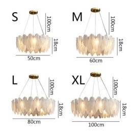 Artistic Glass Chandelier Feather Round Pendant Light
