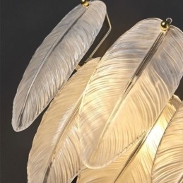 Artistic Glass Chandelier Feather Round Pendant Light