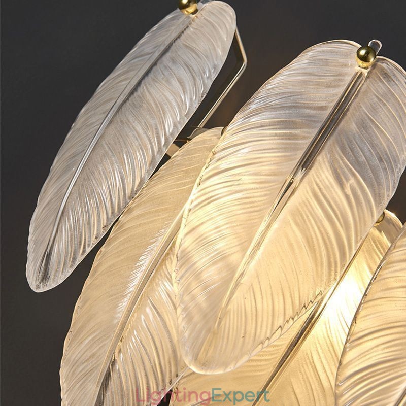 Artistic Glass Chandelier Feather Round Pendant Light