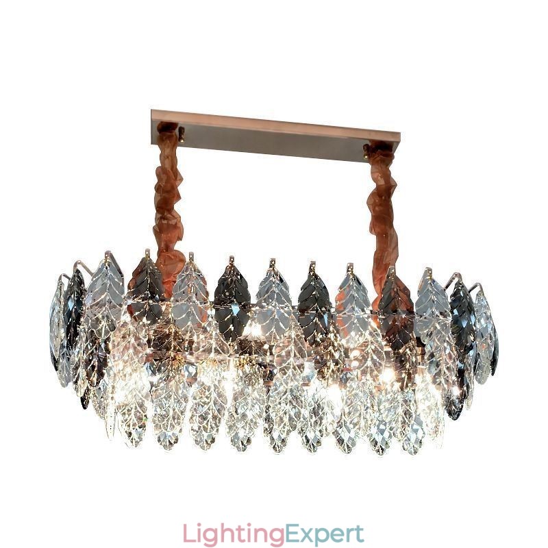 European Iron Pendant Light Creative Leaf Glass Chandelier