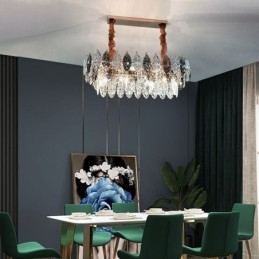 European Iron Pendant Light Creative Leaf Glass Chandelier