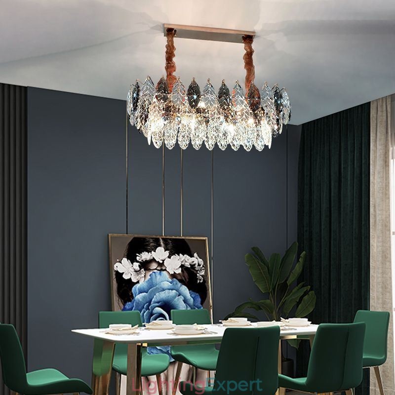 European Iron Pendant Light Creative Leaf Glass Chandelier