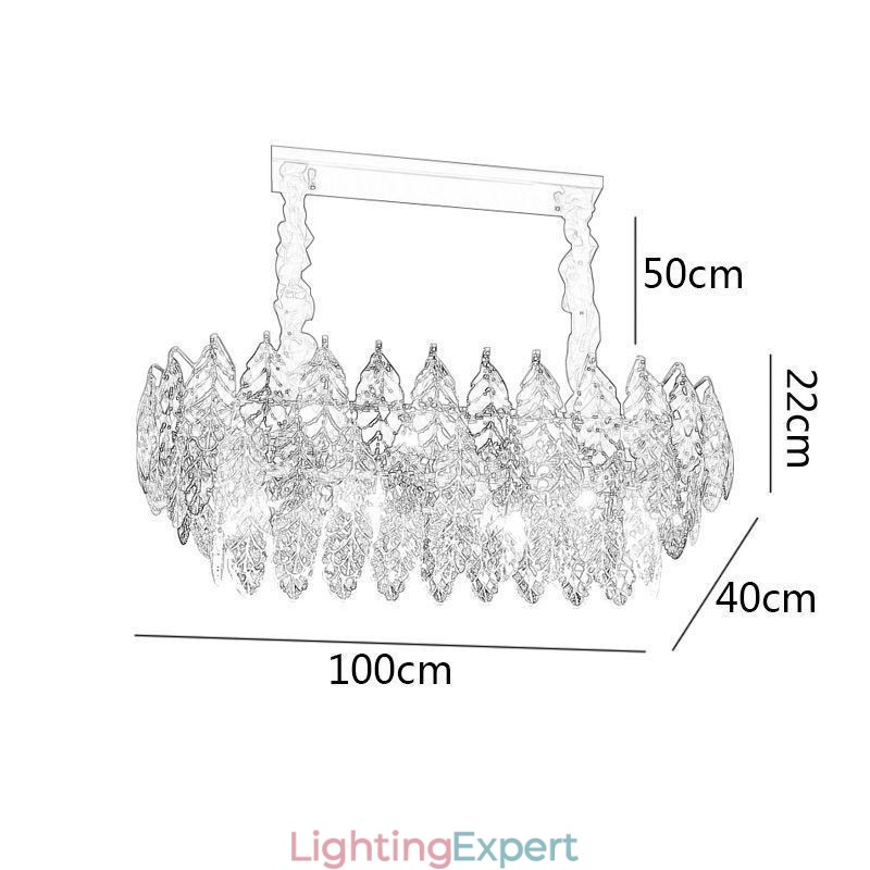 European Iron Pendant Light Creative Leaf Glass Chandelier