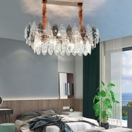 European Iron Pendant Light Creative Leaf Glass Chandelier