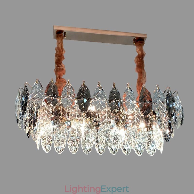European Iron Pendant Light Creative Leaf Glass Chandelier