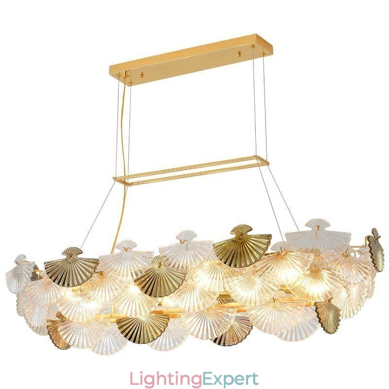 European Glass Pendant Light Fan Shaped Art Chandelier