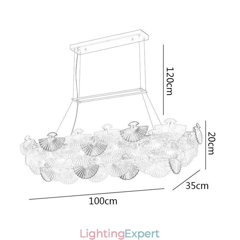 European Glass Pendant Light Fan Shaped Art Chandelier