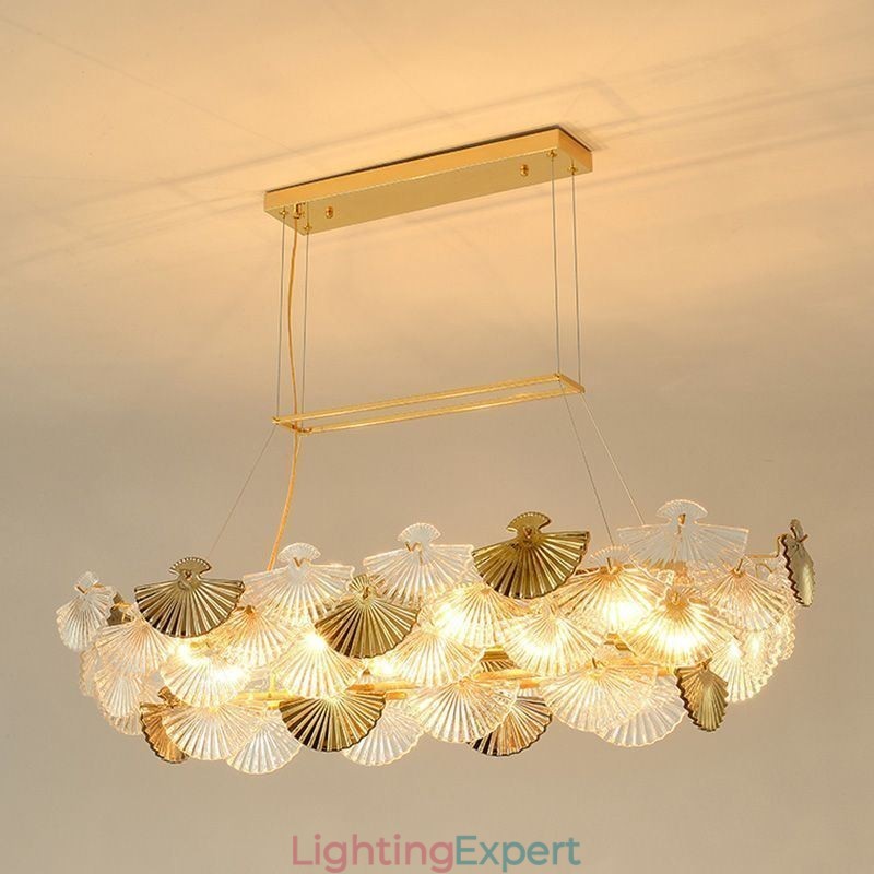 European Glass Pendant Light Fan Shaped Art Chandelier