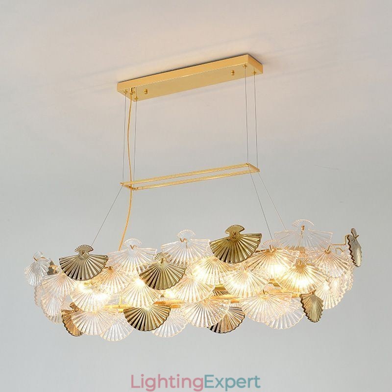 European Glass Pendant Light Fan Shaped Art Chandelier