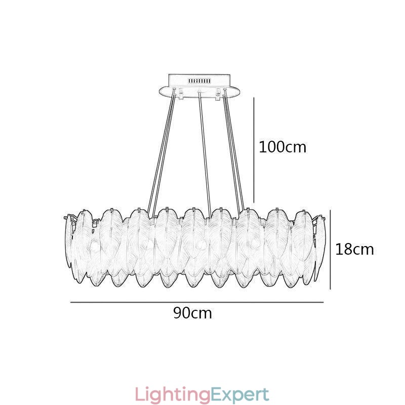 Artistic Glass Chandelier Feather Round Pendant Lighting