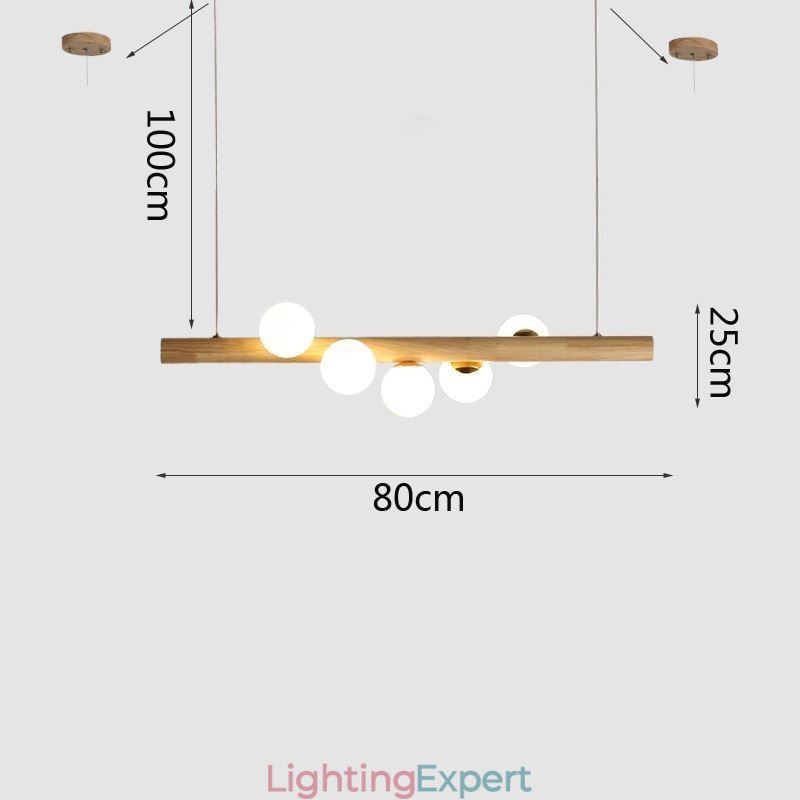 Magic Bean Pendant Light Wood Strip Hanging Lamp
