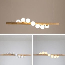 Magic Bean Pendant Light Wood Strip Hanging Lamp