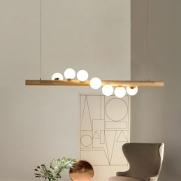 Magic Bean Pendant Light Wood Strip Hanging Lamp