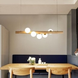 Magic Bean Pendant Light Wood Strip Hanging Lamp