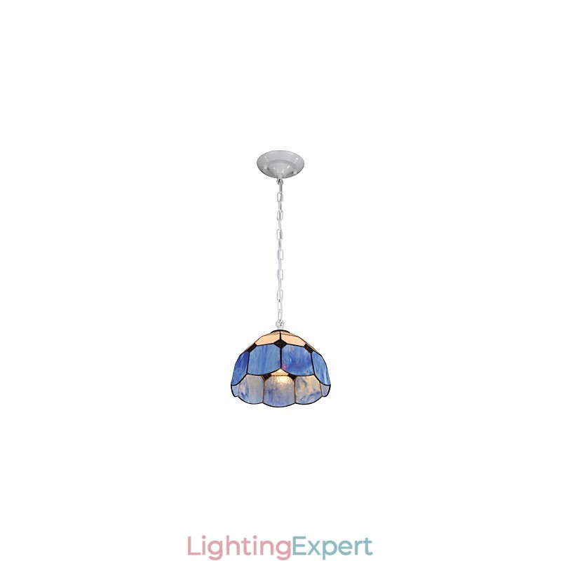 Chandelier Mini Style Country Garage white + blue Glass lights