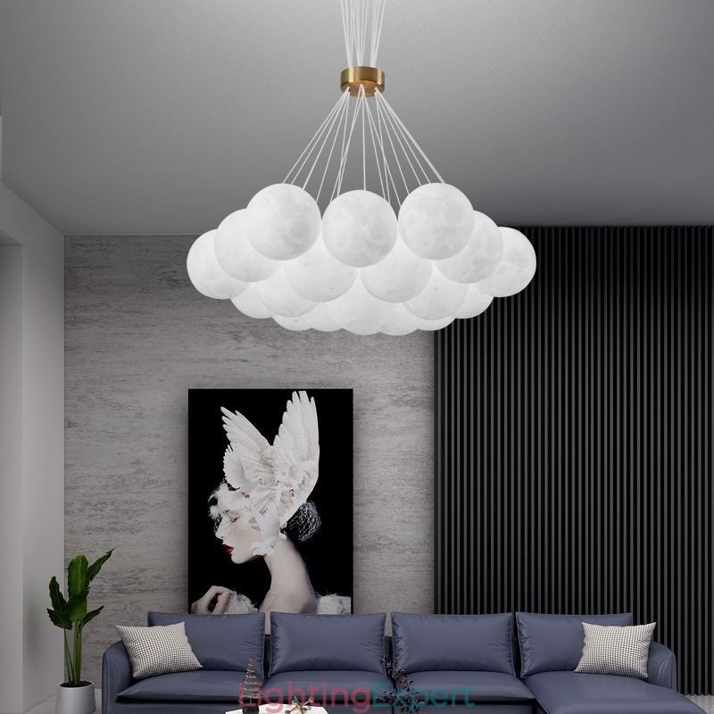 Moon Bubble Chandelier Modern 3D Print Balls Pendant Lamp