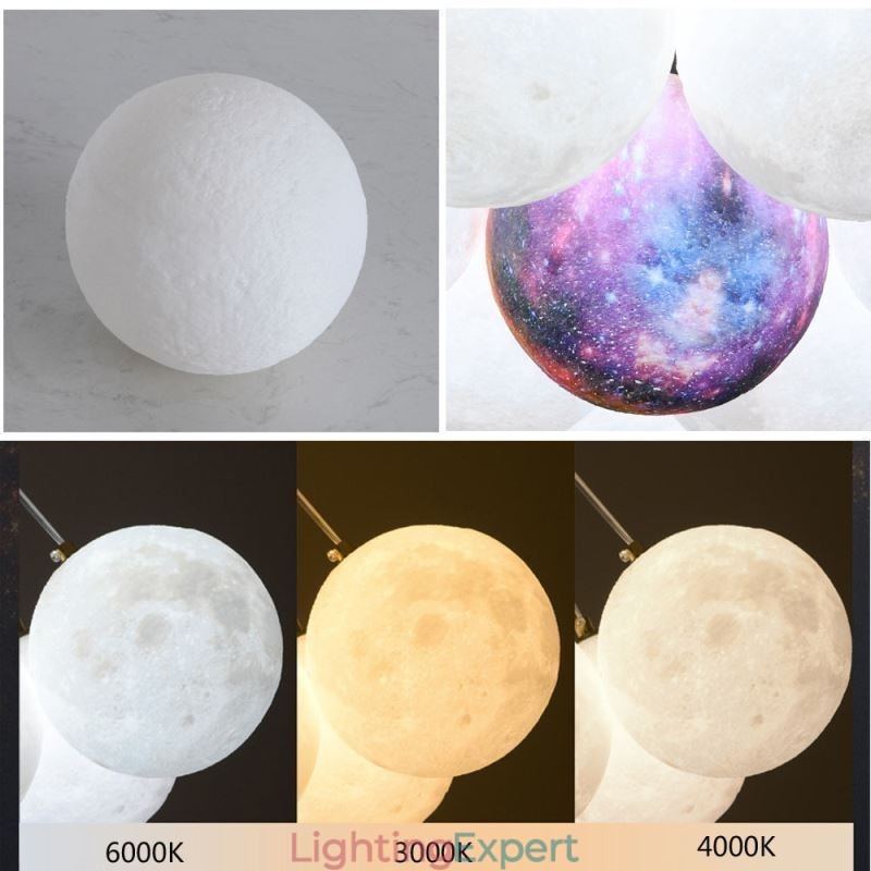 Moon Bubble Chandelier Modern 3D Print Balls Pendant Lamp