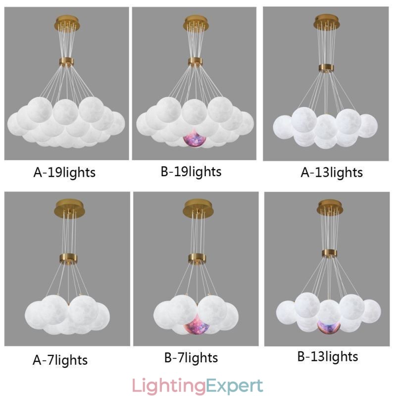 Moon Bubble Chandelier Modern 3D Print Balls Pendant Lamp