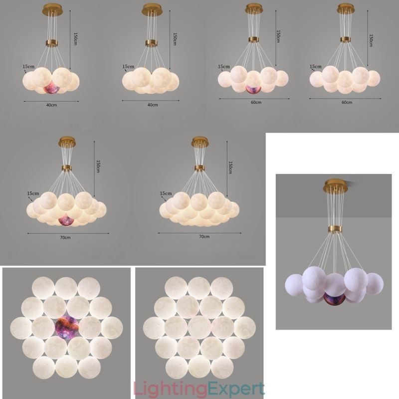 Moon Bubble Chandelier Modern 3D Print Balls Pendant Lamp