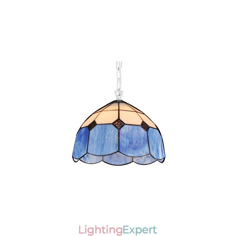 Chandelier Mini Style Country Garage white + blue Glass lights