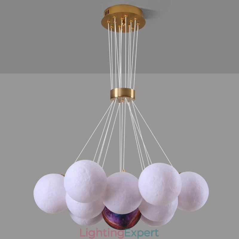 Moon Bubble Chandelier Modern 3D Print Balls Pendant Lamp