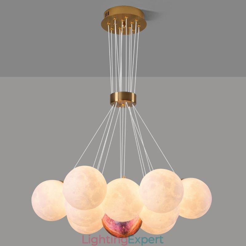 Moon Bubble Chandelier Modern 3D Print Balls Pendant Lamp