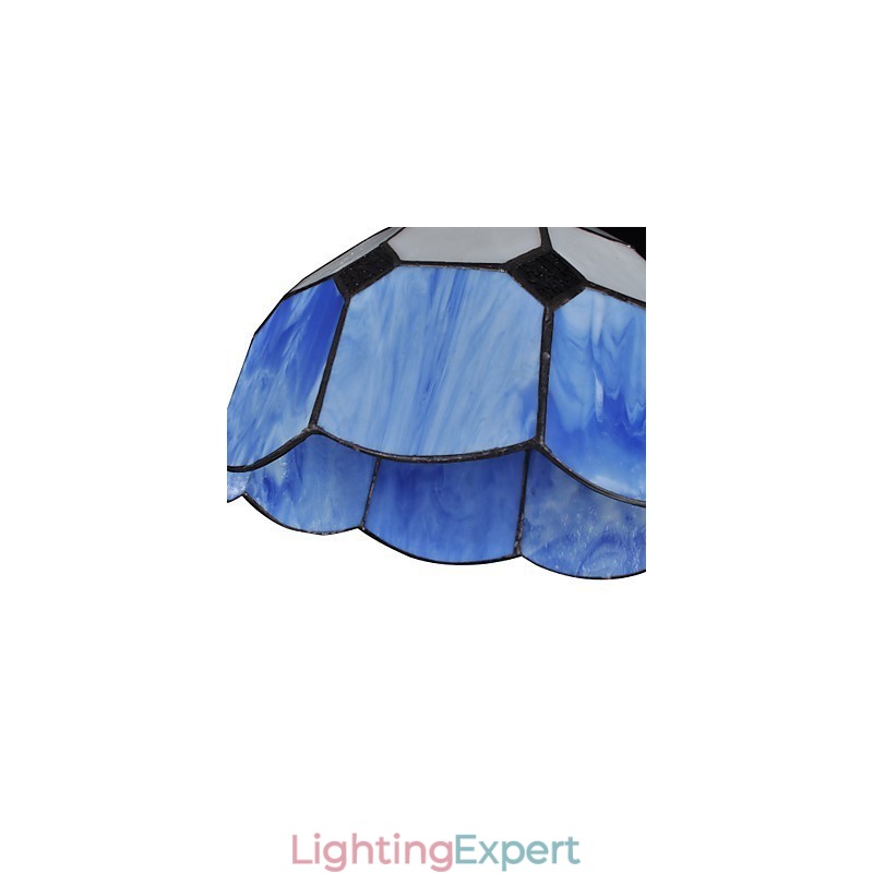Chandelier Mini Style Country Garage white + blue Glass lights