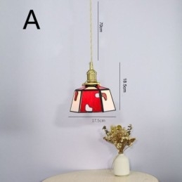 Colorful Glass Pendant Light Japanese Style Retro Decorative Bedside Hanging Light