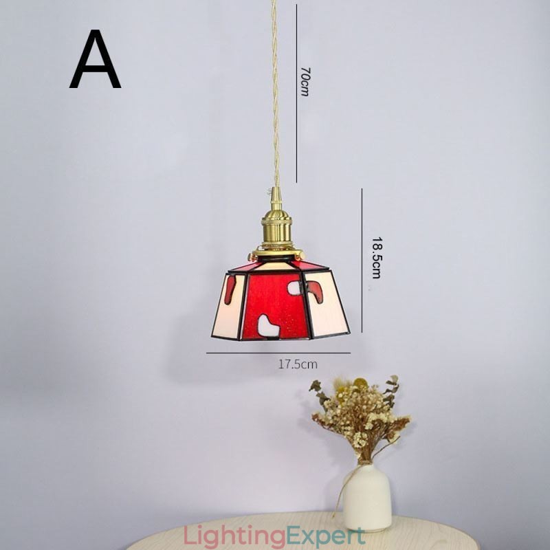 Colorful Glass Pendant Light Japanese Style Retro Decorative Bedside Hanging Light