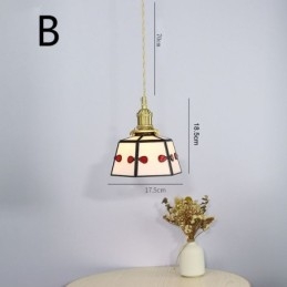 Colorful Glass Pendant Light Japanese Style Retro Decorative Bedside Hanging Light