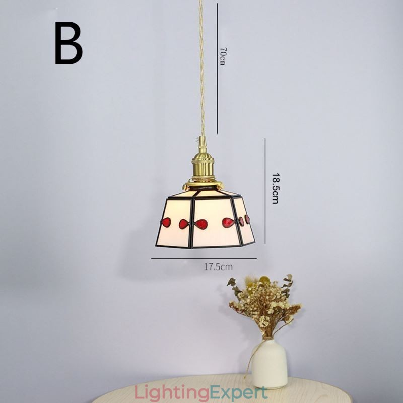 Colorful Glass Pendant Light Japanese Style Retro Decorative Bedside Hanging Light