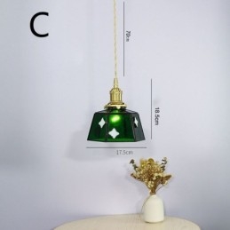 Colorful Glass Pendant Light Japanese Style Retro Decorative Bedside Hanging Light