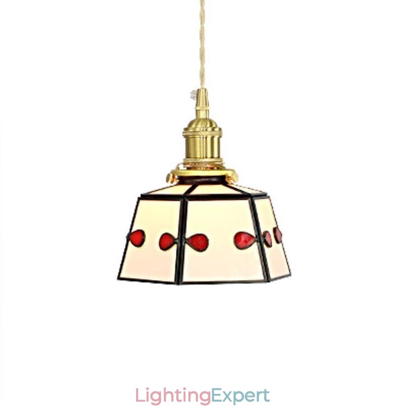 Colorful Glass Pendant Light Japanese Style Retro Decorative Bedside Hanging Light