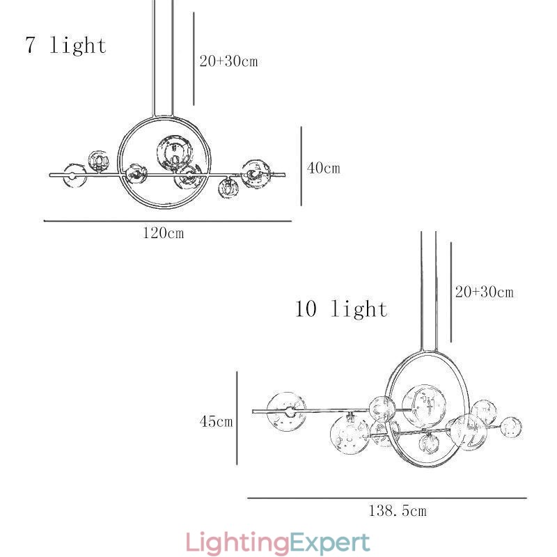 Modern Metal Chandelier Clear Glass Bubbles Pendant Lampss
