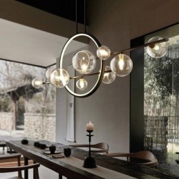 Modern Metal Chandelier Clear Glass Bubbles Pendant Lampss