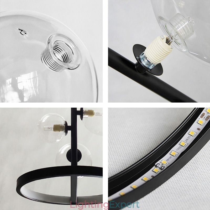 Modern Metal Chandelier Clear Glass Bubbles Pendant Lampss
