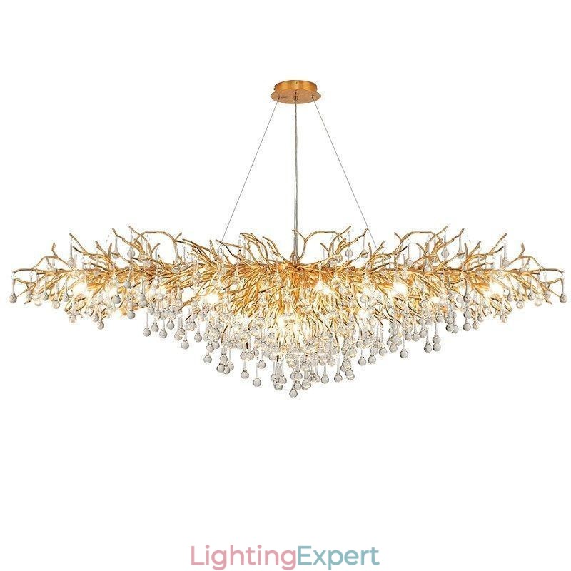 Luxury Crystal Chandelier Gold Modern Ceiling Hanging Lamp Dining